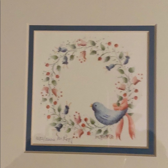 M. Roff | Wall Decor | Framed Mary Roff Theorem Wreath Print Signedered ...